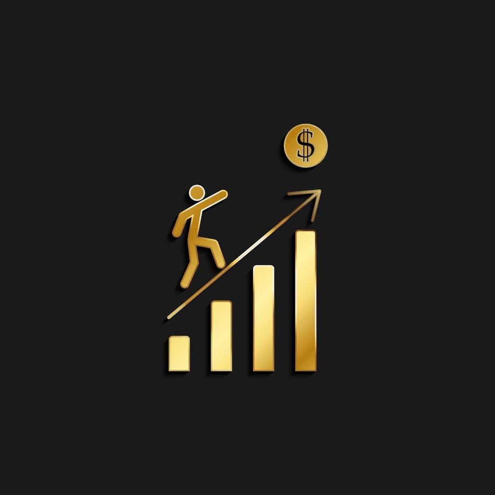ABOUT US analytics business growth gold icon illustration of golden dark background gold icon vector